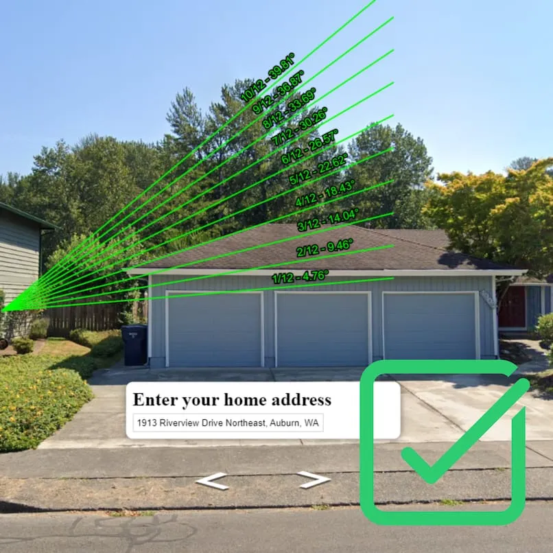 A Good Roof Pitch Measurement directly facing the home.