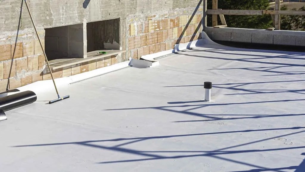 A recently repaired TPO roof